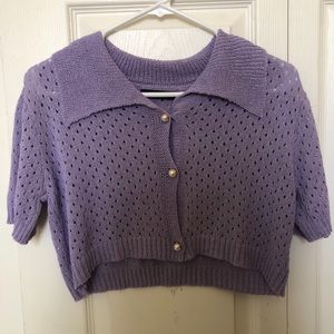 Cute Knit Purple Cropped Sweater